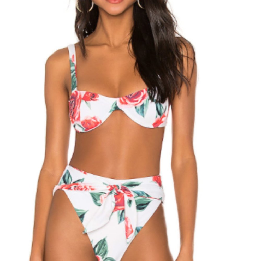 Onia x WeWoreWhat Sorrento White Red Rose Top L
